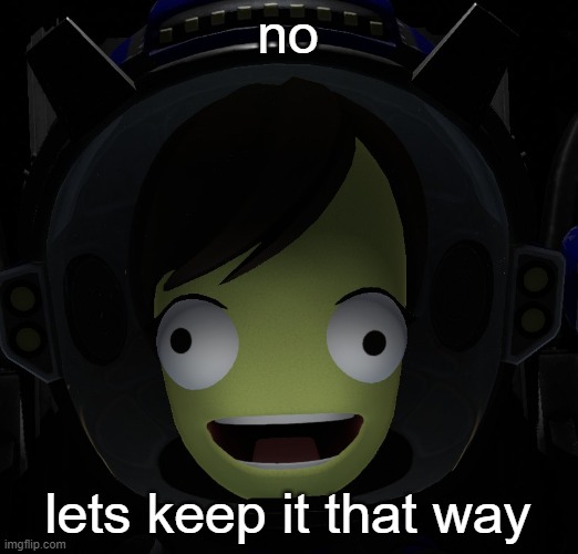 Happy kerbal | no lets keep it that way | image tagged in happy kerbal | made w/ Imgflip meme maker