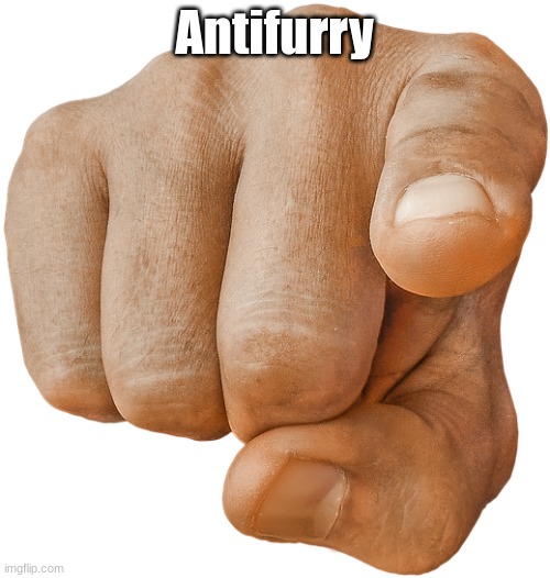 pointing finger | Antifurry | image tagged in pointing finger | made w/ Imgflip meme maker