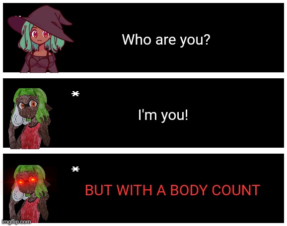 Who are you? I'm you! BUT WITH A BODY COUNT | image tagged in blank undertale textbox,undertale text box | made w/ Imgflip meme maker