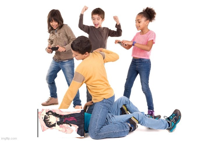 kids watching a kid beat up another kid | image tagged in kids watching a kid beat up another kid | made w/ Imgflip meme maker