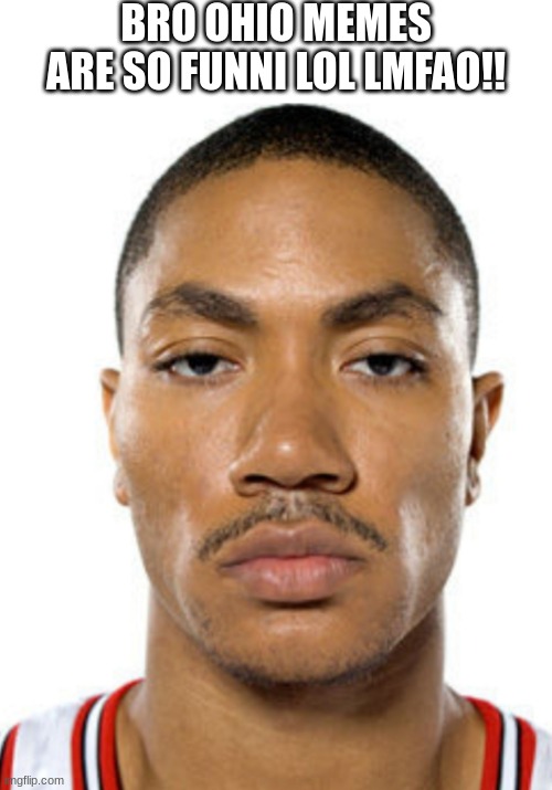 Derrick Rose Straight Face | BRO OHIO MEMES ARE SO FUNNI LOL LMFAO!! | image tagged in derrick rose straight face | made w/ Imgflip meme maker