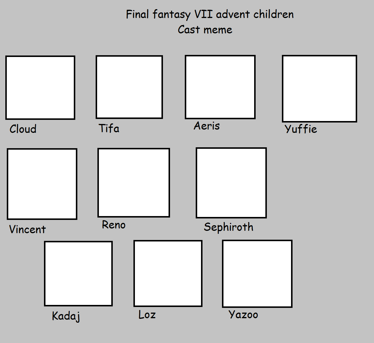 final fantasy VII advent children cast Blank Meme Template