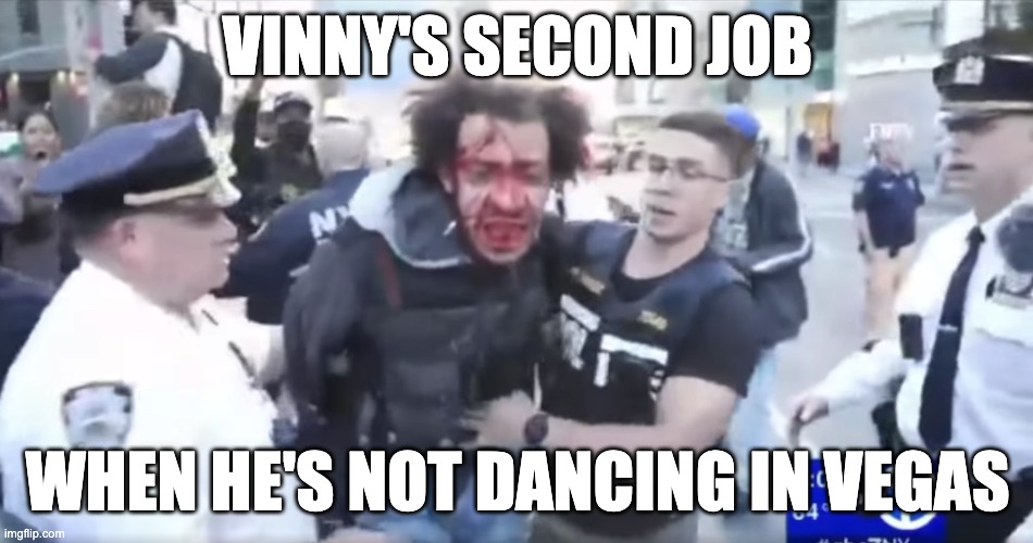 NYPD Jersey Shore | VINNY'S SECOND JOB; WHEN HE'S NOT DANCING IN VEGAS | image tagged in nypd,jersey shore,new jersey,garden state,empire state | made w/ Imgflip meme maker
