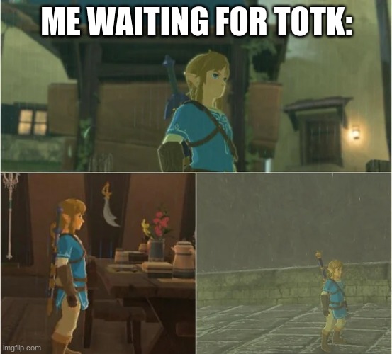 ;-; | ME WAITING FOR TOTK: | image tagged in still waiting | made w/ Imgflip meme maker