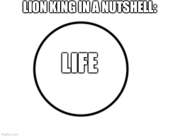 LION KING IN A NUTSHELL:; LIFE | image tagged in circle of life | made w/ Imgflip meme maker