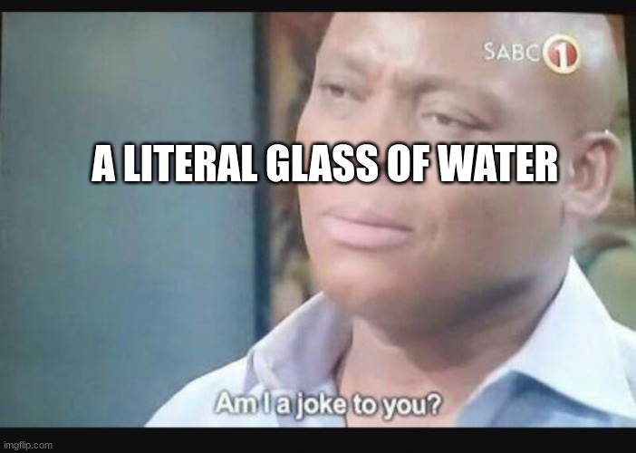 Am I a joke to you? | A LITERAL GLASS OF WATER | image tagged in am i a joke to you | made w/ Imgflip meme maker