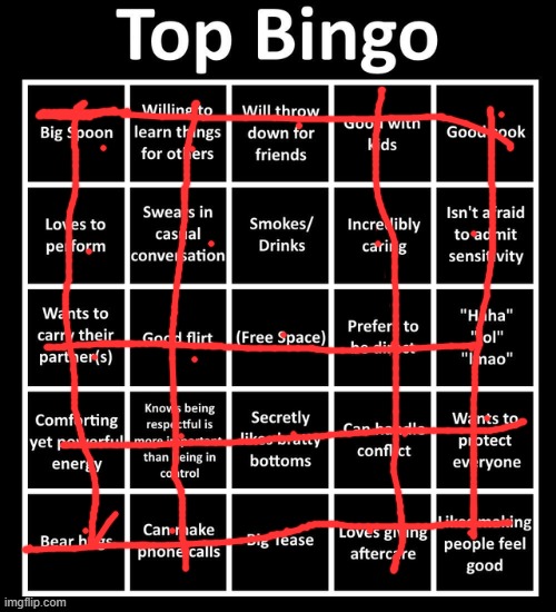 Top Bingo | image tagged in top bingo | made w/ Imgflip meme maker