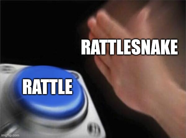 Rattle | RATTLESNAKE; RATTLE | image tagged in memes,blank nut button | made w/ Imgflip meme maker