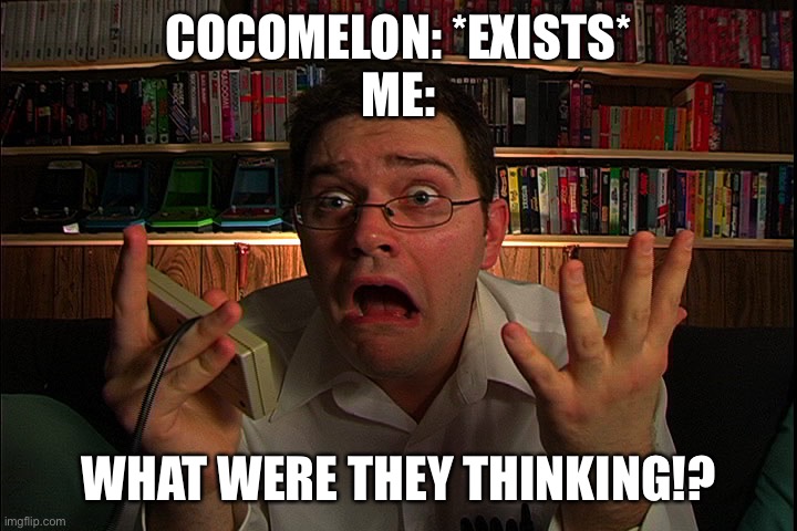 I wish cocomelon never existed | COCOMELON: *EXISTS*
ME:; WHAT WERE THEY THINKING!? | image tagged in avgn what were they thinking,cocomelon | made w/ Imgflip meme maker