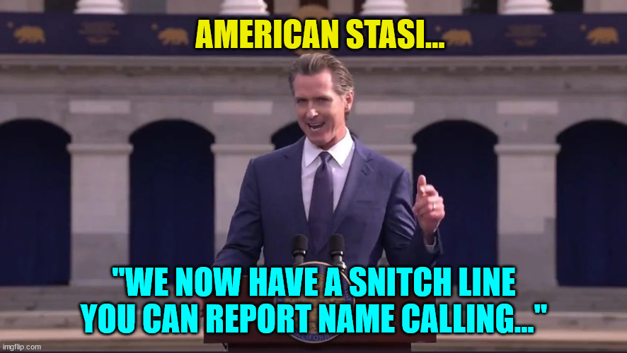 American stasi...  Welcome to Kommifornia...  Where is pays to snitch... | AMERICAN STASI... "WE NOW HAVE A SNITCH LINE YOU CAN REPORT NAME CALLING..." | image tagged in american,nazis,nwo police state | made w/ Imgflip meme maker