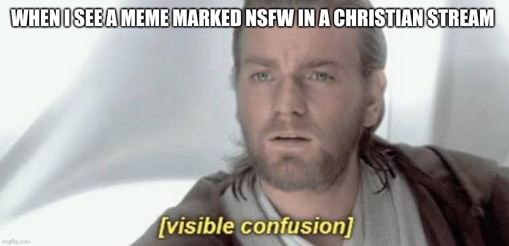 Wait-what | WHEN I SEE A MEME MARKED NSFW IN A CHRISTIAN STREAM | image tagged in visible confusion,christian,nsfw | made w/ Imgflip meme maker