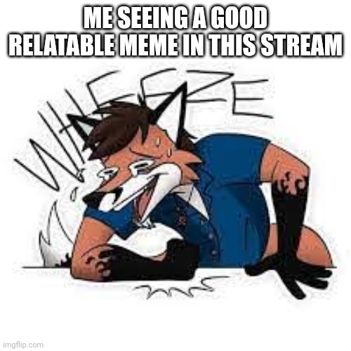Furry Wheeze | ME SEEING A GOOD RELATABLE MEME IN THIS STREAM | image tagged in furry wheeze | made w/ Imgflip meme maker