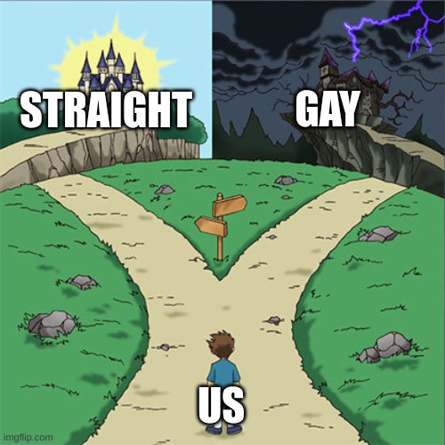 yep | GAY; STRAIGHT; US | image tagged in two paths | made w/ Imgflip meme maker