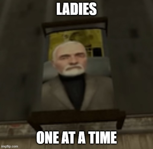 Whats up guys? It's quandale dingle here. | LADIES; ONE AT A TIME | image tagged in breen bed | made w/ Imgflip meme maker