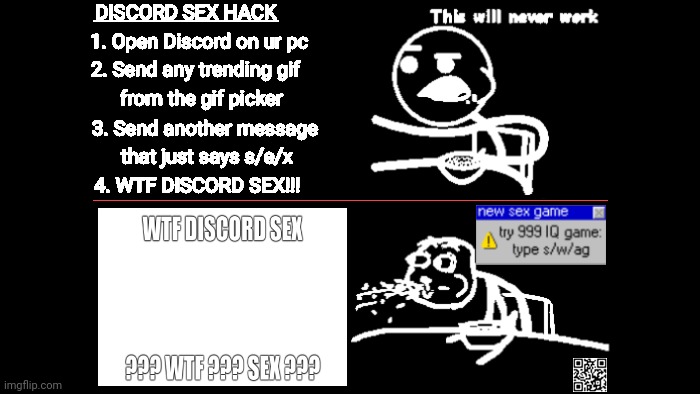 Discord Sex Hack Dark Mode with ad | image tagged in discord sex hack dark mode with ad | made w/ Imgflip meme maker
