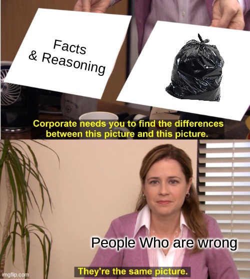 They're The Same Picture | Facts & Reasoning; People Who are wrong | image tagged in memes,they're the same picture | made w/ Imgflip meme maker