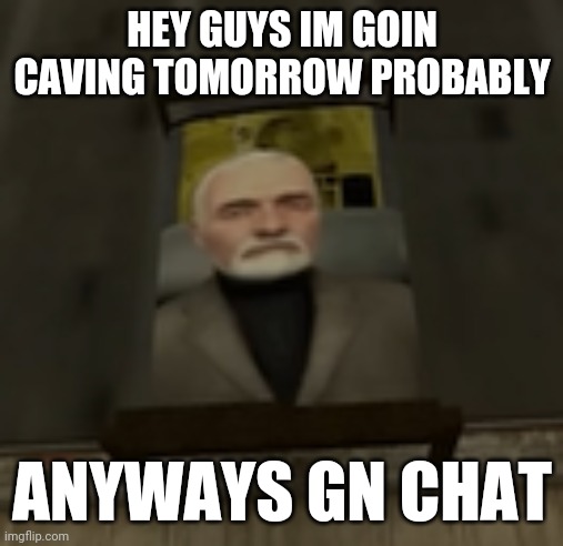 breen bed | HEY GUYS IM GOIN CAVING TOMORROW PROBABLY; ANYWAYS GN CHAT | image tagged in breen bed | made w/ Imgflip meme maker