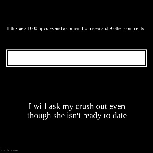I swear it better not happen like that other unfortunate user | If this gets 1000 upvotes and a coment from iceu and 9 other comments | I will ask my crush out even though she isn't ready to date | image tagged in memes,funny | made w/ Imgflip demotivational maker