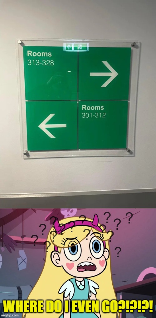 So, left? Or right. | ? ? ? ? ? ? ? ? ? ? ? ? ? ? ? WHERE DO I EVEN GO?!?!?! | image tagged in star butterfly confused,you had one job,star vs the forces of evil,memes | made w/ Imgflip meme maker