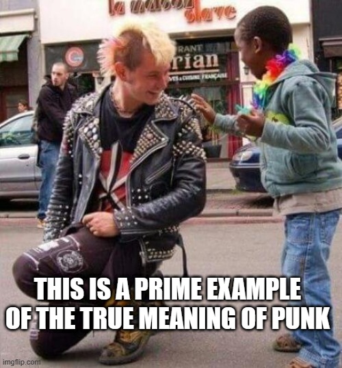 Punk rock | THIS IS A PRIME EXAMPLE OF THE TRUE MEANING OF PUNK | image tagged in punk rock | made w/ Imgflip meme maker