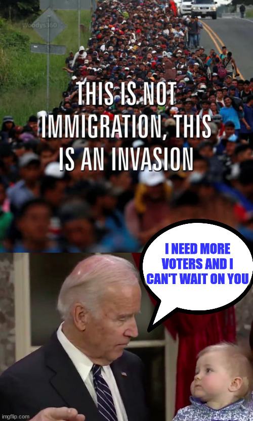 This is what an invasion looks like...  They were not invited to come in illegally... | I NEED MORE VOTERS AND I CAN'T WAIT ON YOU | image tagged in illegal aliens,invasion | made w/ Imgflip meme maker