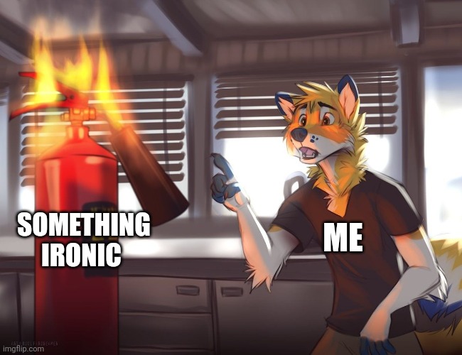 This is ironic | SOMETHING IRONIC; ME | image tagged in irony,memes | made w/ Imgflip meme maker