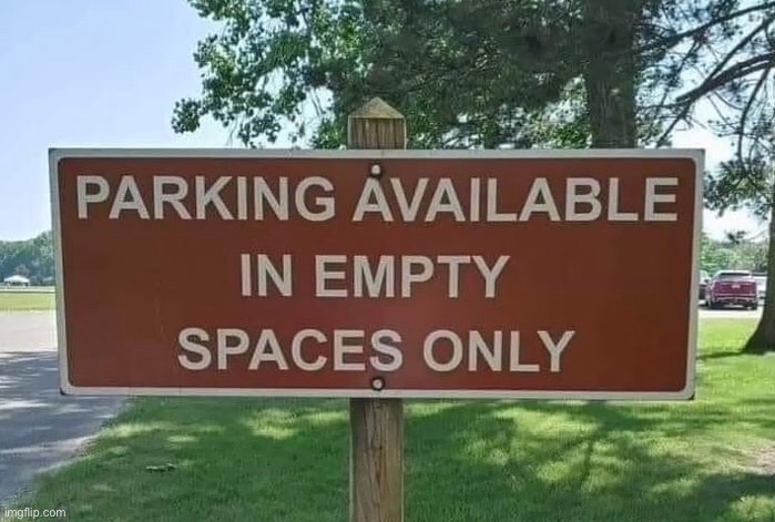 Parking Sign | image tagged in parking in empty spaces,sign,car park,was this sign necessary | made w/ Imgflip meme maker