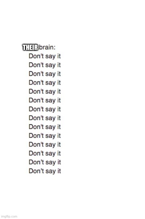 Brain: Don't Say It | THEIR | image tagged in brain don't say it | made w/ Imgflip meme maker