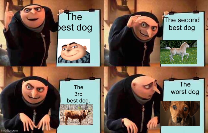 Gru's Plan | The best dog; The second best dog; The worst dog; The 3rd best dog. | image tagged in memes,gru's plan | made w/ Imgflip meme maker