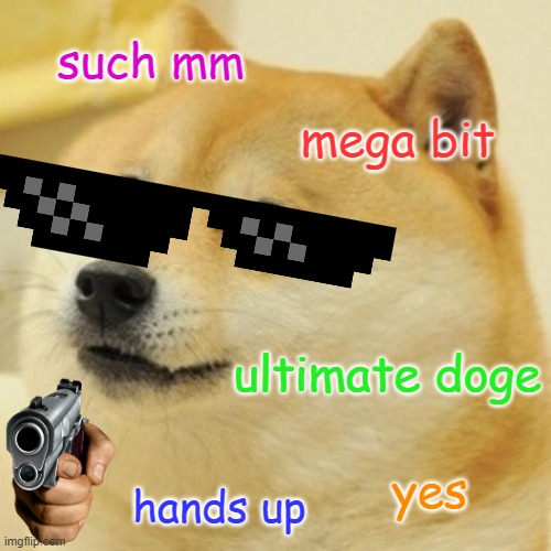 doge says hands up | such mm; mega bit; ultimate doge; yes; hands up | image tagged in memes,doge | made w/ Imgflip meme maker