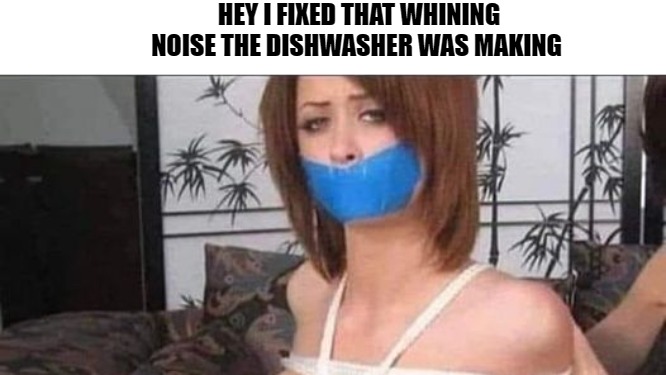 HEY I FIXED THAT WHINING NOISE THE DISHWASHER WAS MAKING | made w/ Imgflip meme maker