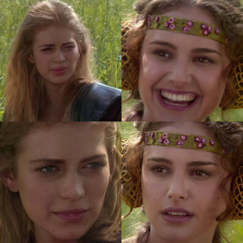 High Quality Anakin Padme 4 Panel but Anakin is a girl Blank Meme Template