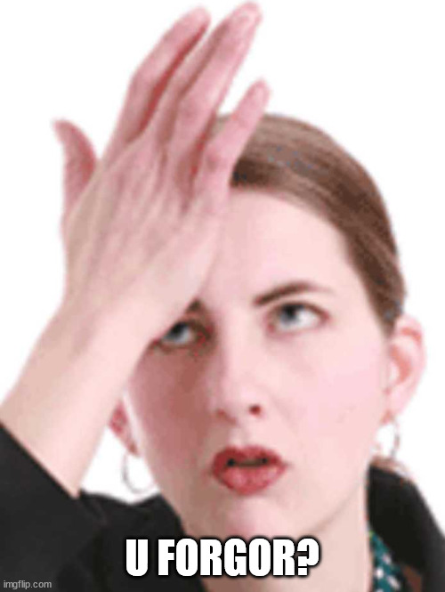 Self-head slap | U FORGOR? | image tagged in self-head slap | made w/ Imgflip meme maker