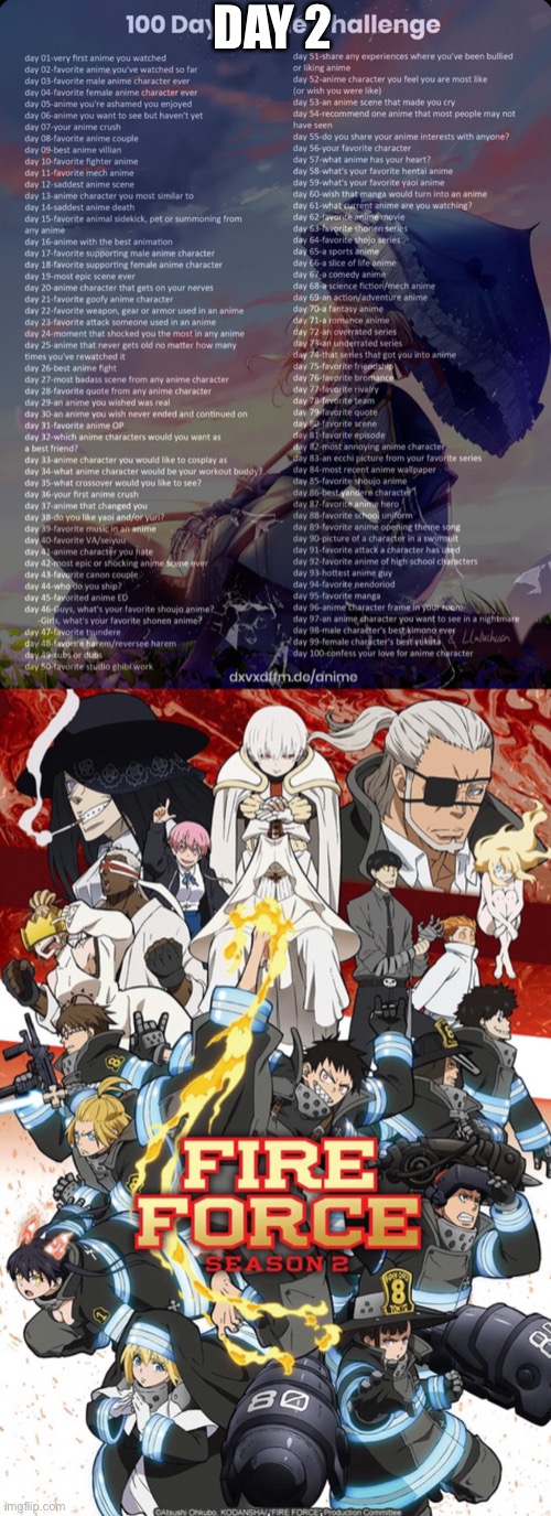 Finished both seasons | DAY 2 | image tagged in 100 day anime challenge,anime | made w/ Imgflip meme maker