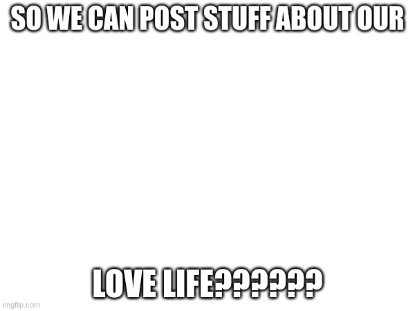 Can we? | SO WE CAN POST STUFF ABOUT OUR; LOVE LIFE?????? | image tagged in love | made w/ Imgflip meme maker