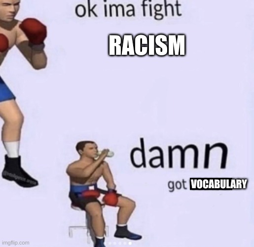 Wide range of it too | RACISM; VOCABULARY | image tagged in damn got hands,funny,funny memes,racism,not racist | made w/ Imgflip meme maker