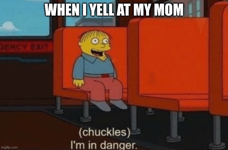 Chuckels, Im in danger. | WHEN I YELL AT MY MOM | image tagged in chuckels im in danger | made w/ Imgflip meme maker