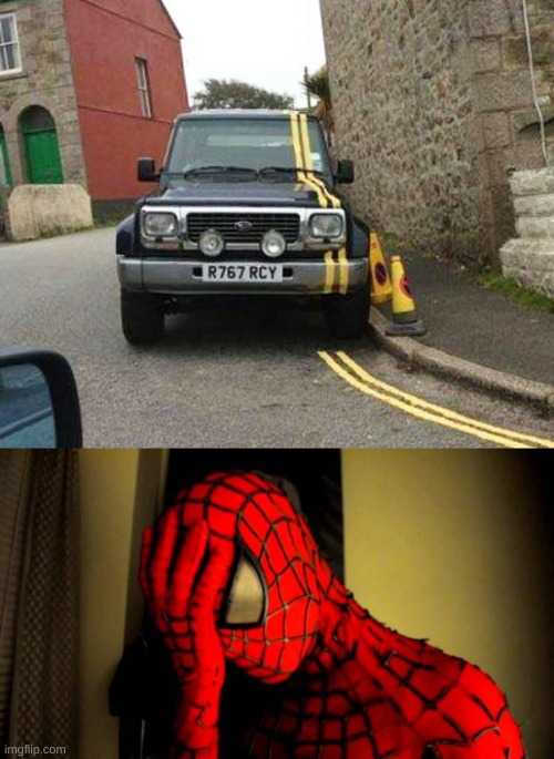 perfect positioning or terrible fail? | image tagged in spiderman facepalm,epic fail,you had one job | made w/ Imgflip meme maker