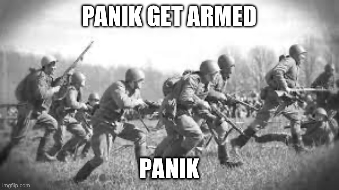 world war 2 | PANIK GET ARMED PANIK | image tagged in world war 2 | made w/ Imgflip meme maker