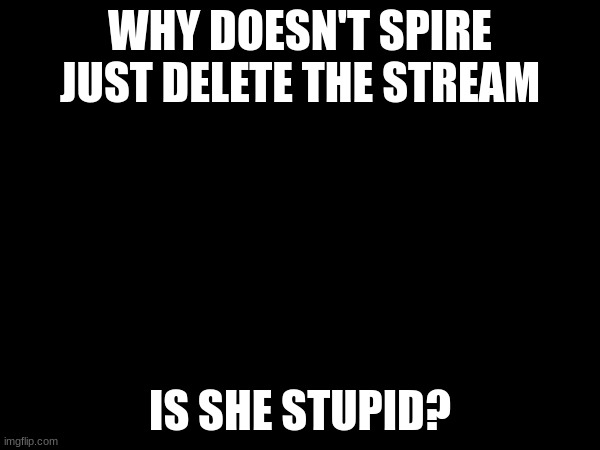 WHY DOESN'T SPIRE JUST DELETE THE STREAM; IS SHE STUPID? | made w/ Imgflip meme maker