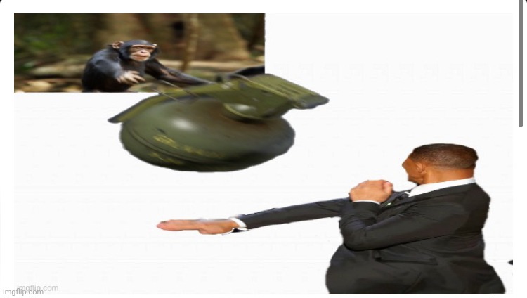 Will smith throws grenade at monkey | image tagged in will smith throws grenade at monkey | made w/ Imgflip meme maker