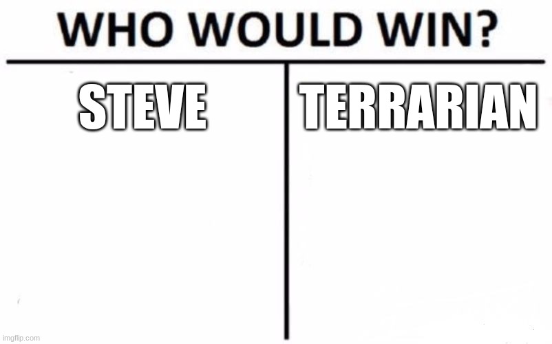Who would win in a fight | STEVE; TERRARIAN | image tagged in memes,who would win | made w/ Imgflip meme maker