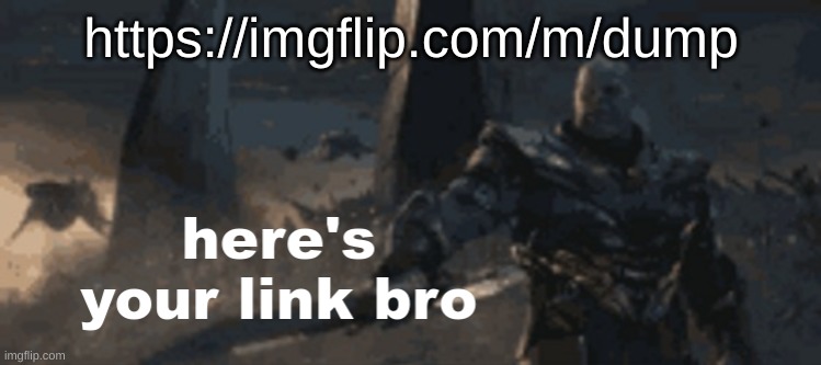 here's your link bro | https://imgflip.com/m/dump | image tagged in here's your link bro | made w/ Imgflip meme maker