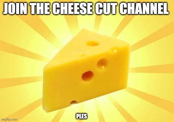 pleee | JOIN THE CHEESE CUT CHANNEL; PLES | image tagged in cheese time | made w/ Imgflip meme maker