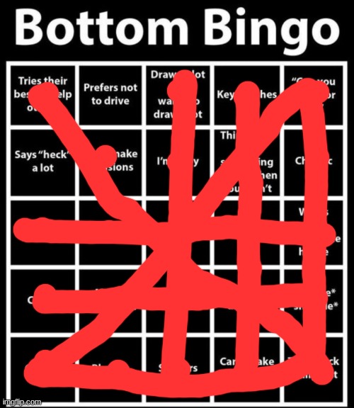 Bottom | image tagged in bottom bingo | made w/ Imgflip meme maker