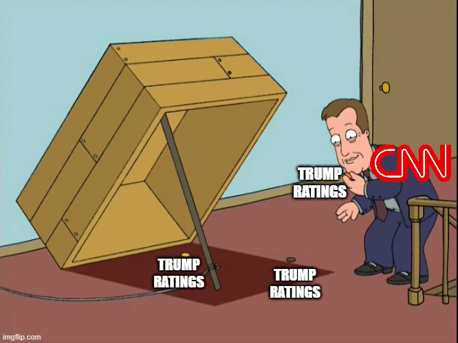 Oo A Piece of Candy | TRUMP RATINGS; TRUMP RATINGS; TRUMP RATINGS | image tagged in james woods,family guy,trump,cnn,town hall | made w/ Imgflip meme maker
