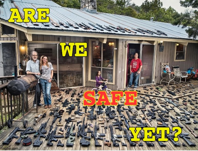 How much violence will make us safe? | ARE; WE; SAFE; YET? | image tagged in guns,family,america,safety,gun control | made w/ Imgflip meme maker