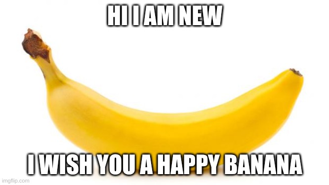 BANANA | HI I AM NEW; I WISH YOU A HAPPY BANANA | image tagged in banana,lol | made w/ Imgflip meme maker