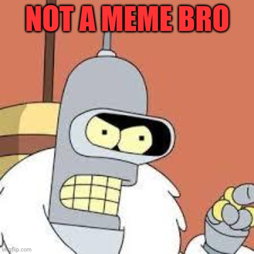 bender blackjack and hookers | NOT A MEME BRO | image tagged in bender blackjack and hookers | made w/ Imgflip meme maker