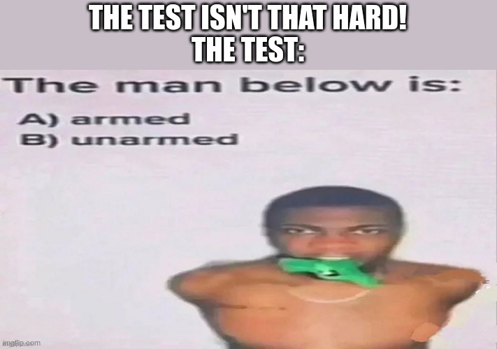 C | THE TEST ISN'T THAT HARD!
THE TEST: | image tagged in memes | made w/ Imgflip meme maker